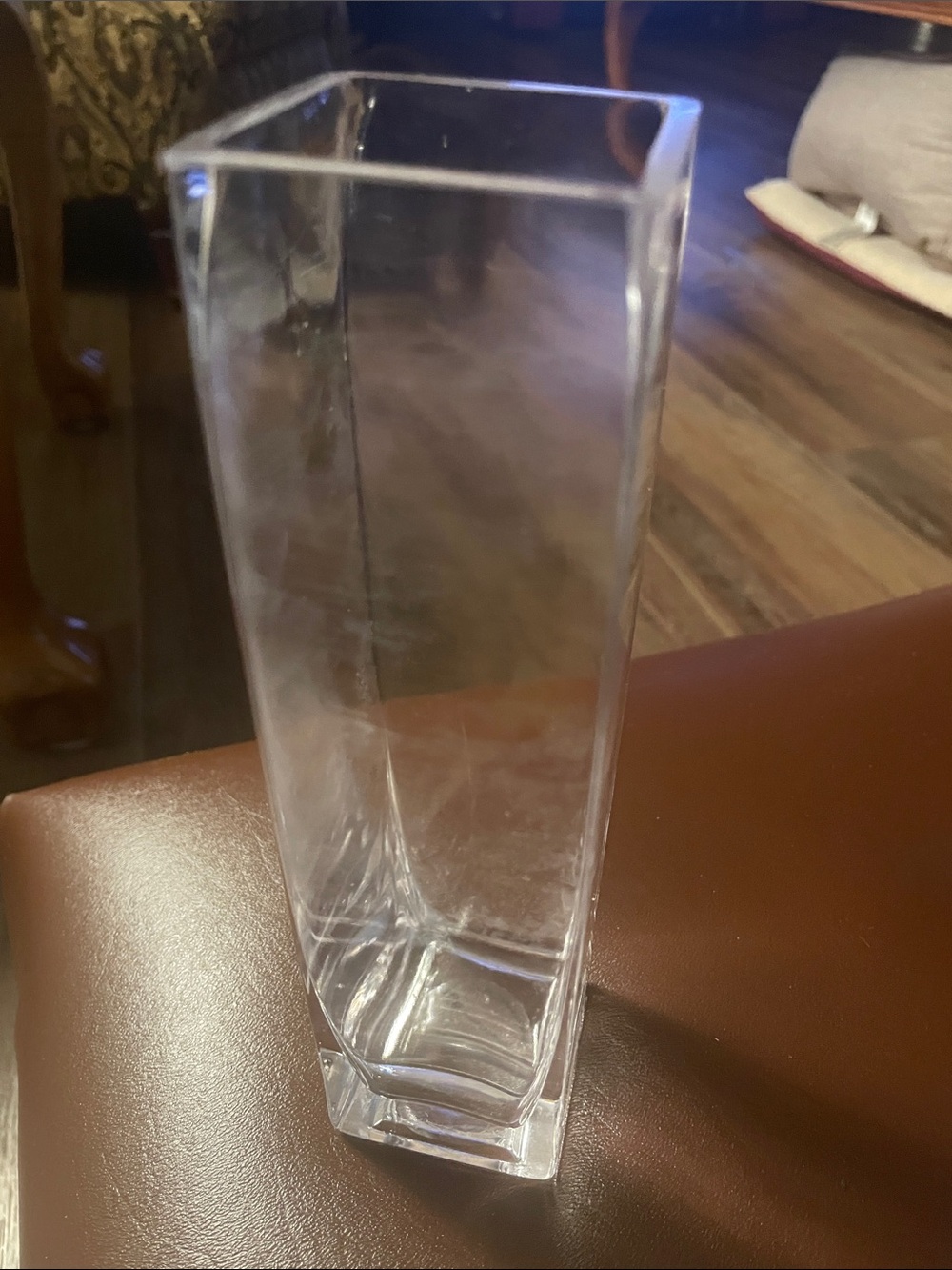 VTG Teleflora Gift square crystal glass vase 7 3/4" tall - Picture 1 of 4